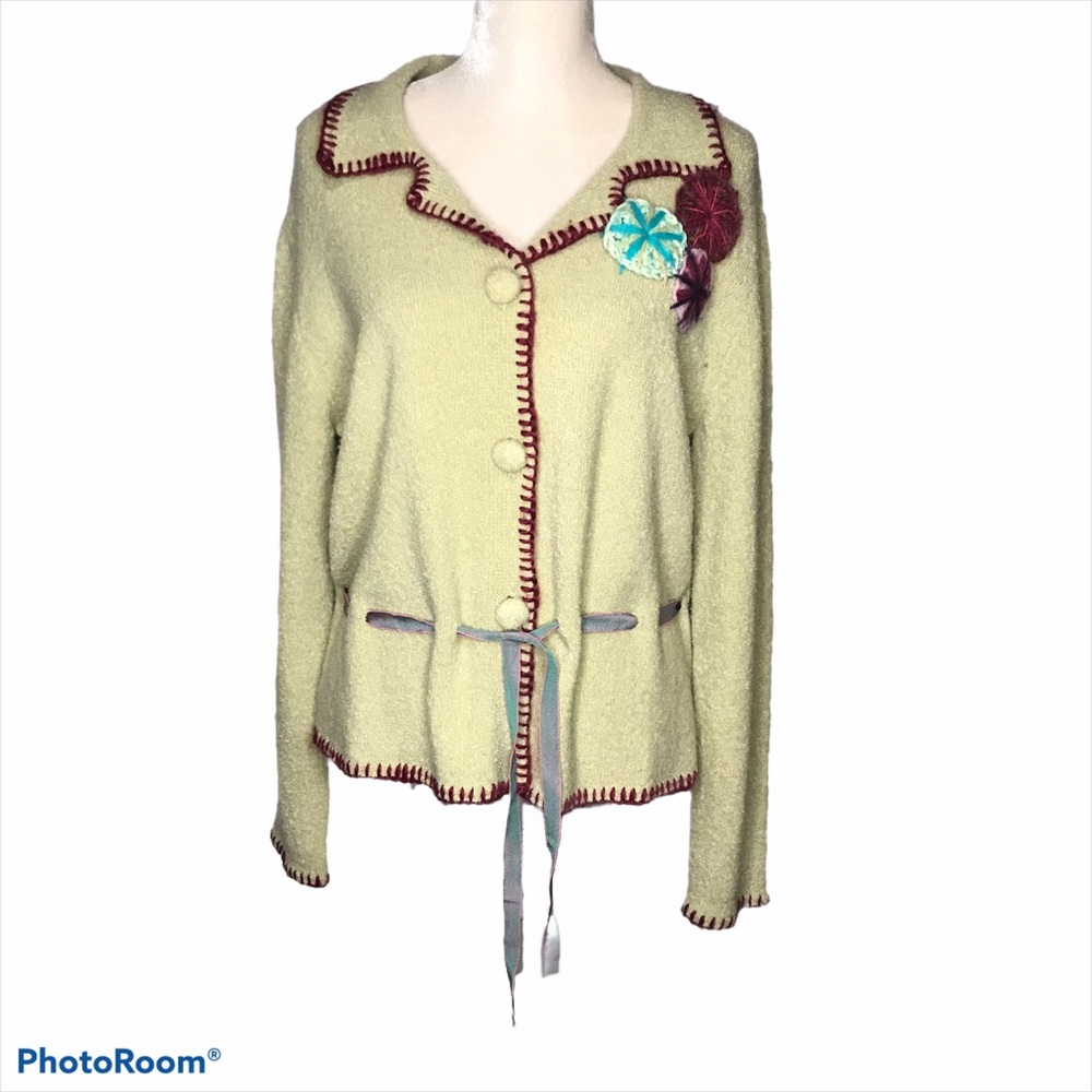 J. Jill Button Front Cardigan Sweater green size L